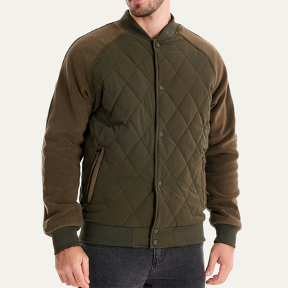 The Aberdeen Men’s Warm Casual Quilted Bomber Jacket with Ribbed Cuffs 2