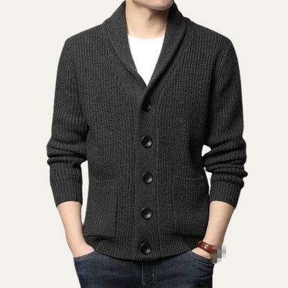The Agrigento Men’s Button Up Knitted Shawl Collar Cardigan 1