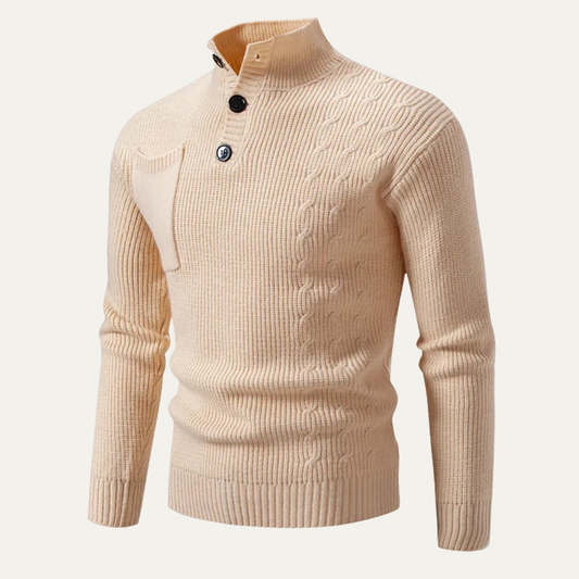 The Alberobello Men’s Winter Stand Collar Knitted Jumper with Buttons 0