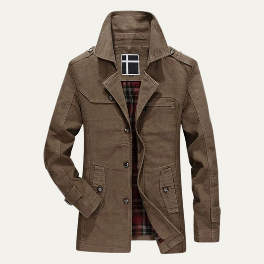 The Appiano Men’s Winter Wool Jacket with Plaid Lining and Double Breasted Design 0