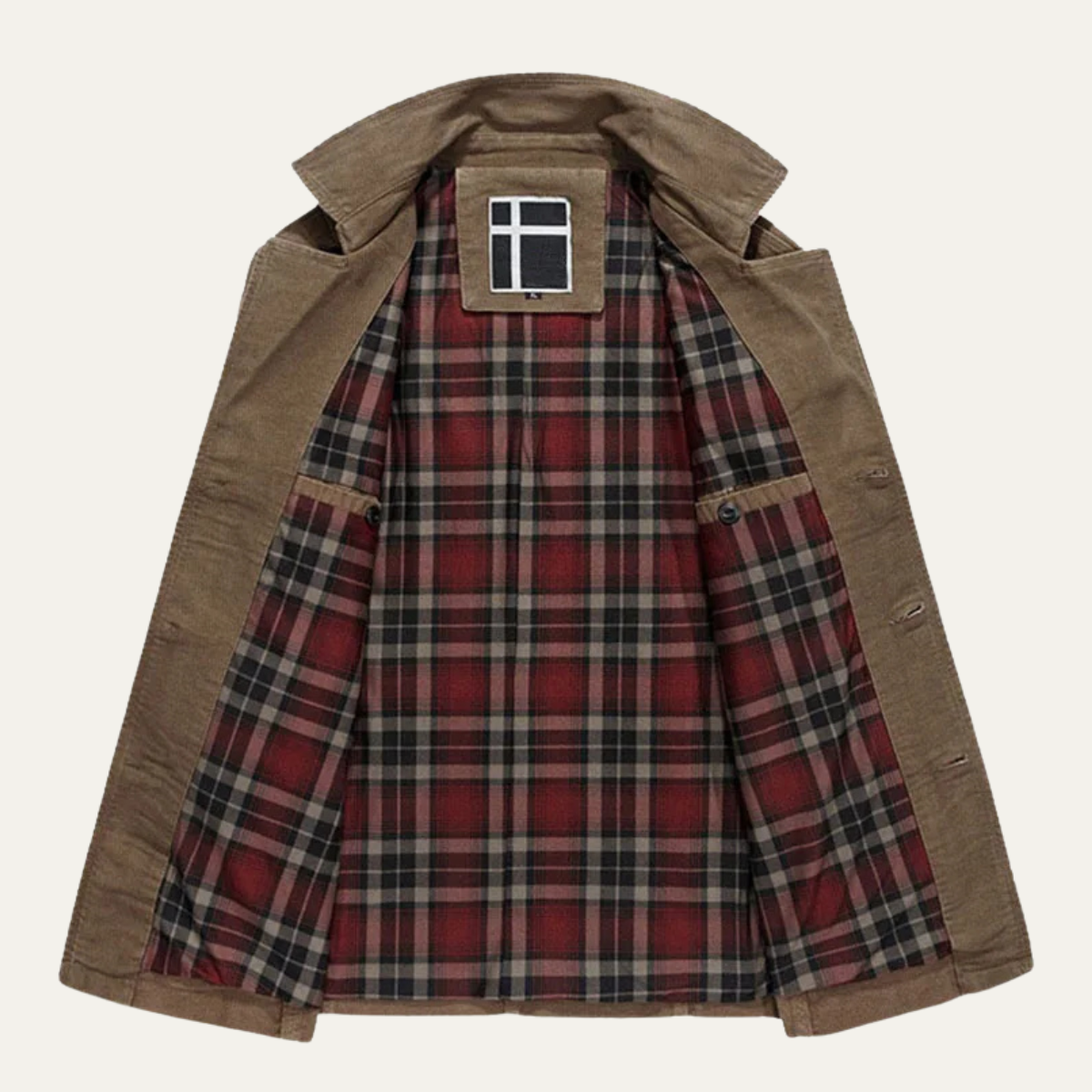 The Appiano Men’s Winter Wool Jacket with Plaid Lining and Double Breasted Design 1