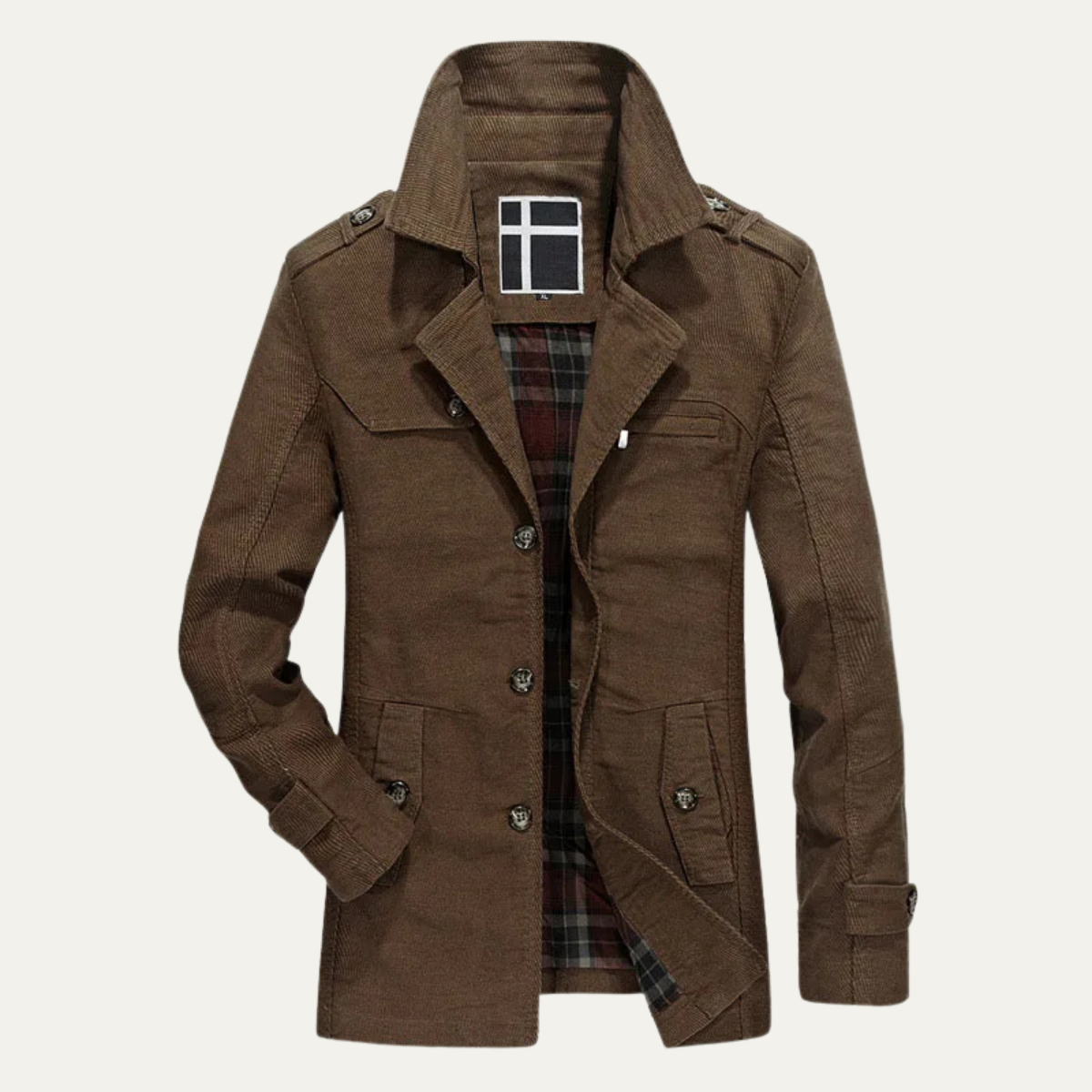 The Appiano Men’s Winter Wool Jacket with Plaid Lining and Double Breasted Design 7