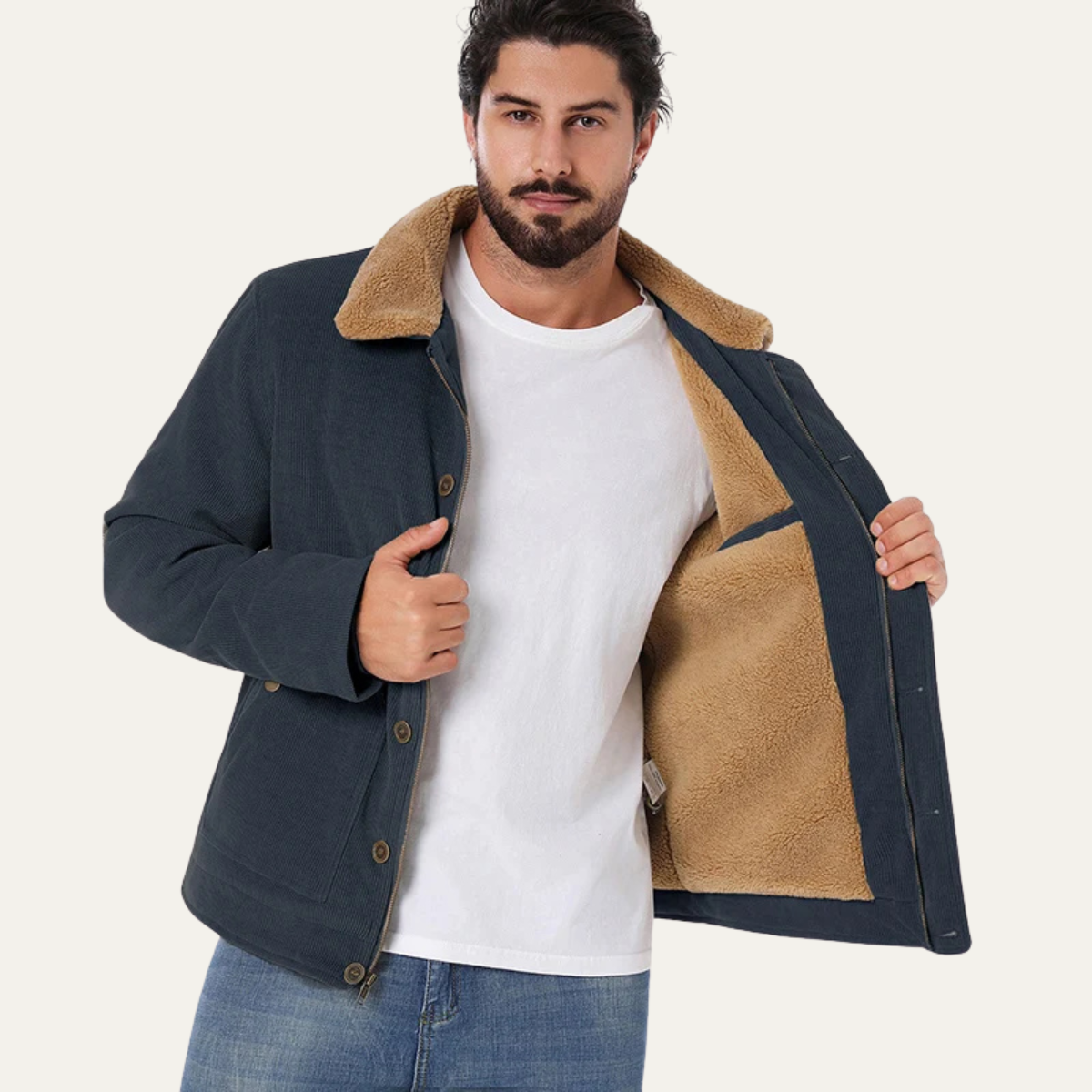 The Aventino Men’s Winter Corduroy Sherpa Button Up Jacket 3