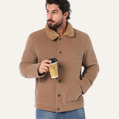 The Aventino Men’s Winter Corduroy Sherpa Button Up Jacket 4