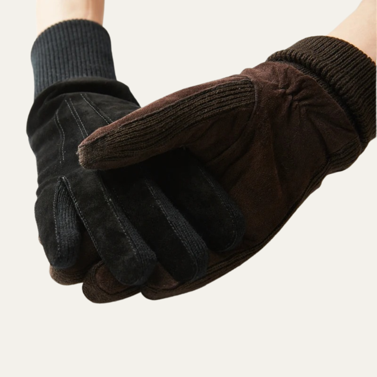 The Barolo Men’s Winter Fleece Lined Suede Gloves with Knit Cuffs 1
