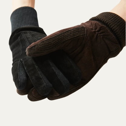 The Barolo Men’s Winter Fleece Lined Suede Gloves with Knit Cuffs 1