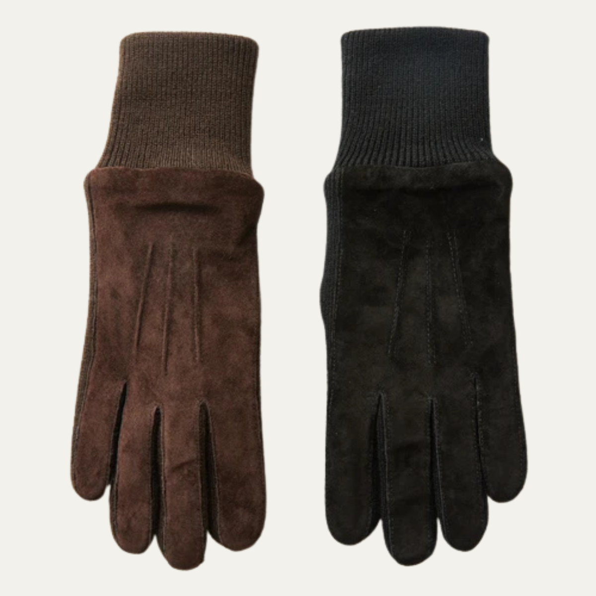 The Barolo Men’s Winter Fleece Lined Suede Gloves with Knit Cuffs 2