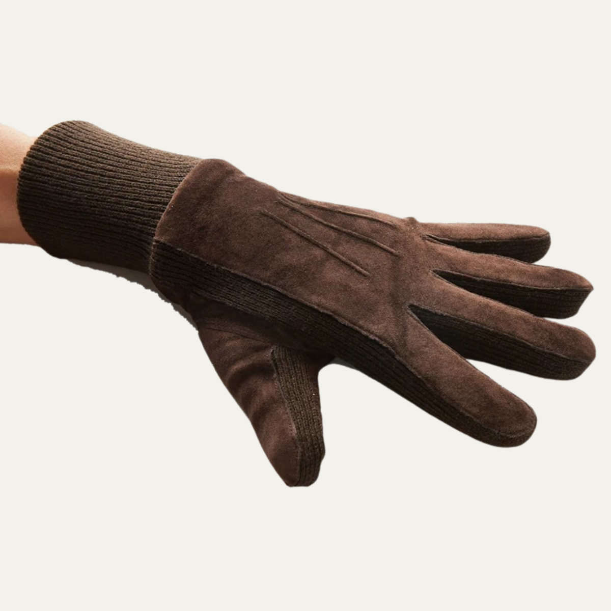 The Barolo Men’s Winter Fleece Lined Suede Gloves with Knit Cuffs 3