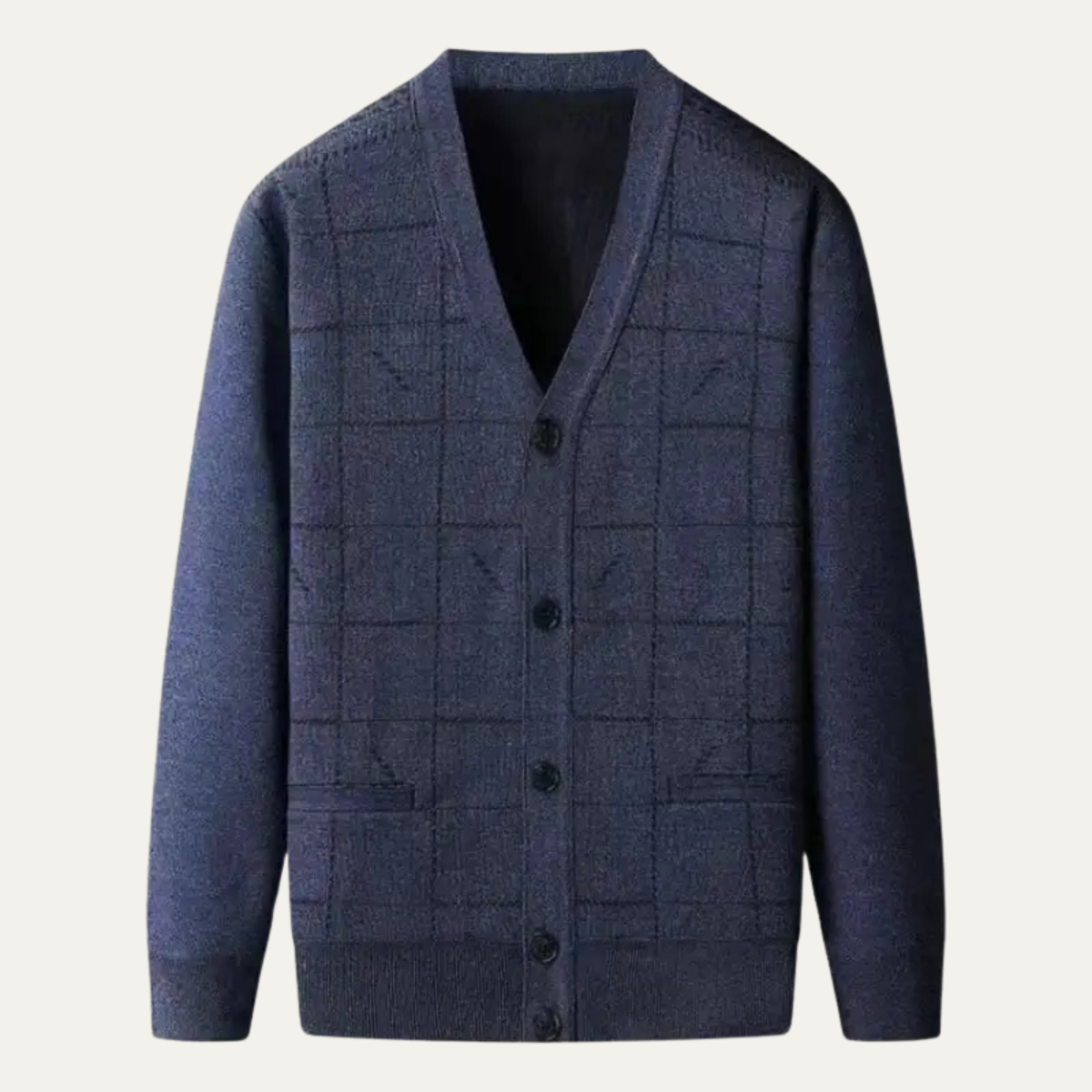 The Barra Men's V Neck Classic Knit Cardigan with Pockets 1