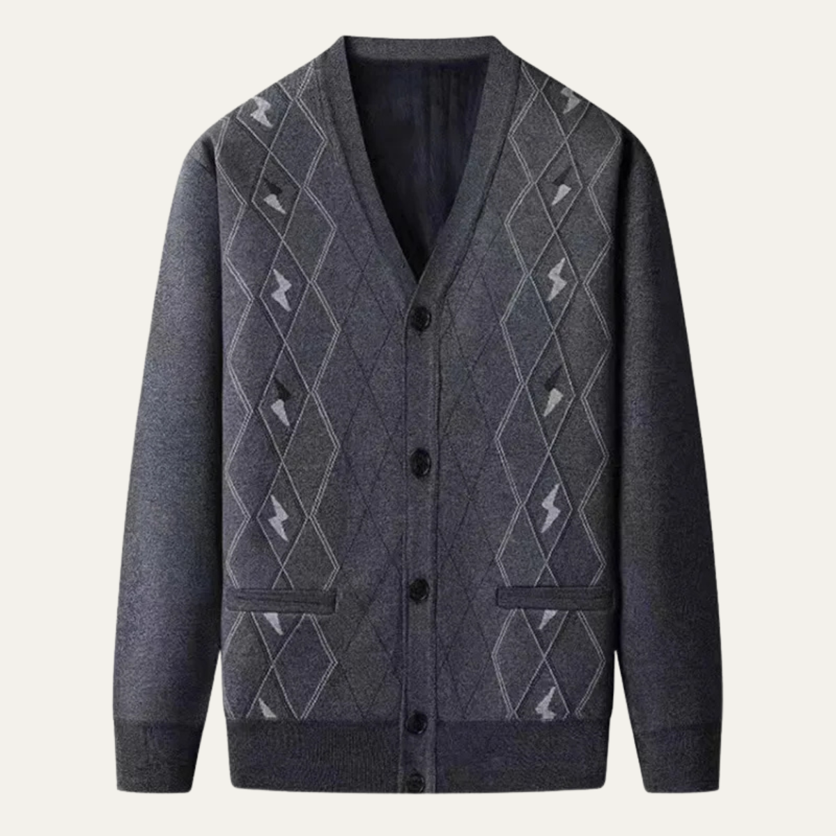 The Barra Men's V Neck Classic Knit Cardigan with Pockets 2