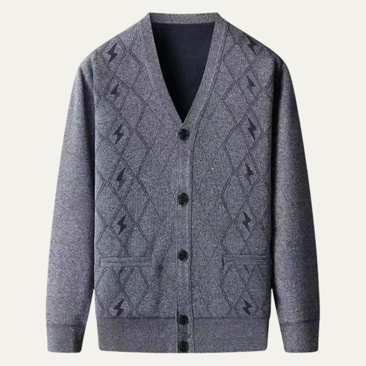 The Barra Men's V Neck Classic Knit Cardigan with Pockets 3