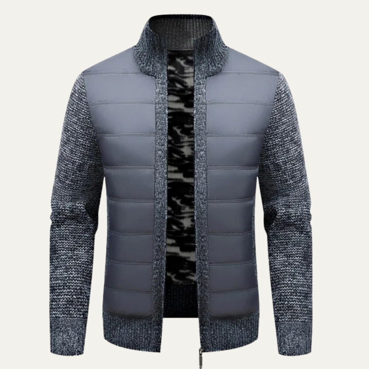 The Baveno Men’s Winter Zip Up Quilted Knit Puffer Jacket 2