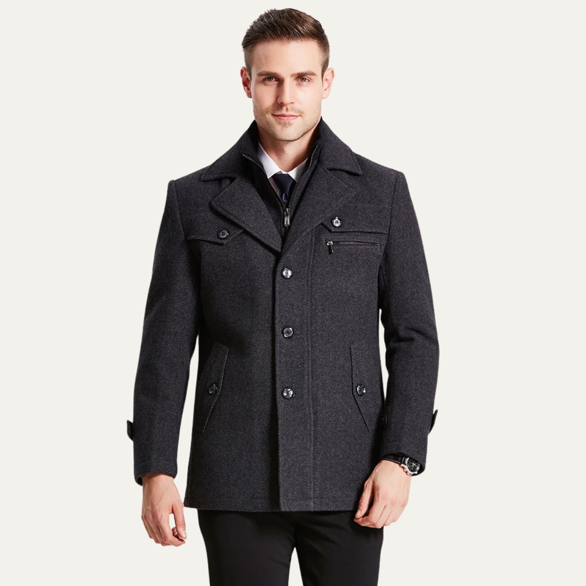 The Belgravia Men's Wool Blend Trench Coat with Quilted Lining 2