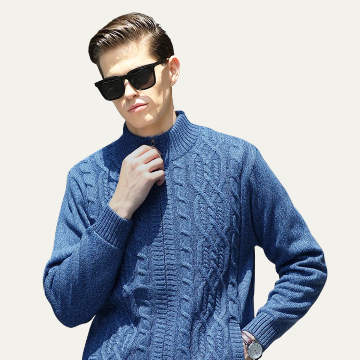 The Bellagio Men's Warm Fleece Thick Knitted Wool Cardigan 2