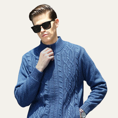 The Bellagio Men's Warm Fleece Thick Knitted Wool Cardigan 2