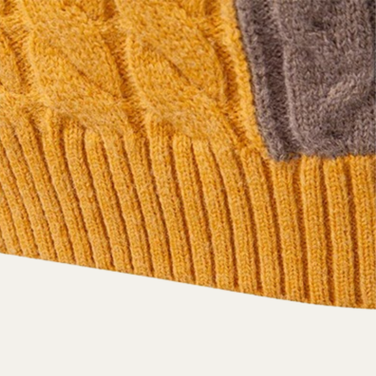 The Bevagna  Men’s Patchwork Knit Colour Block Turtleneck Jumper 4