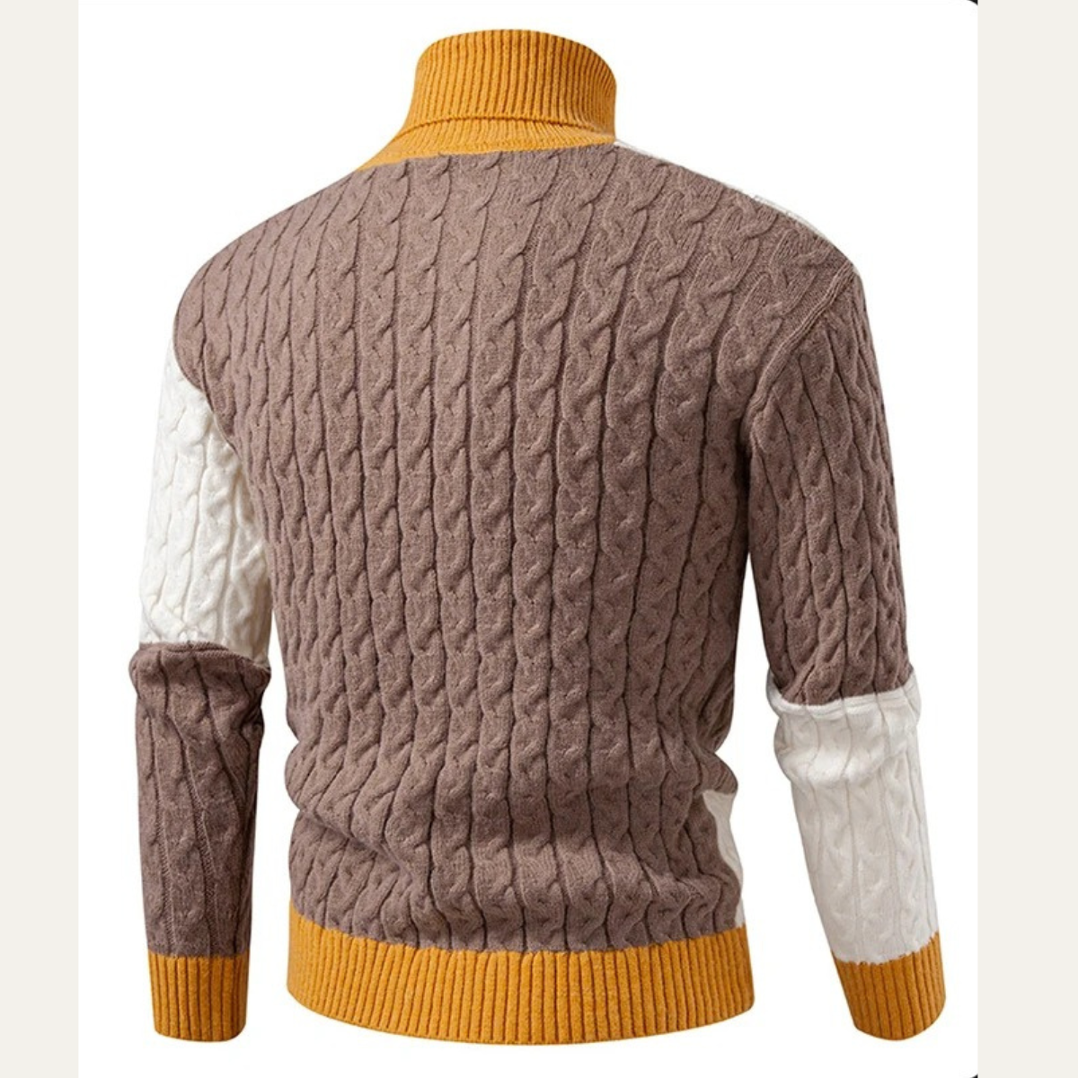 The Bevagna  Men’s Patchwork Knit Colour Block Turtleneck Jumper 5