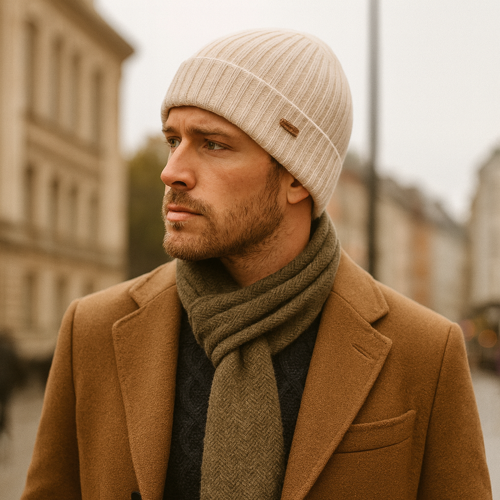 The Blackwell Men's Stylish Ribbed Knit Cashmere Beanie 1