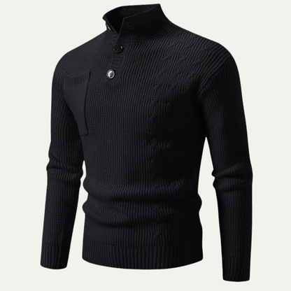 The Bloomsbury Men’s Button Neck Knitted Jumper with Pocket 0