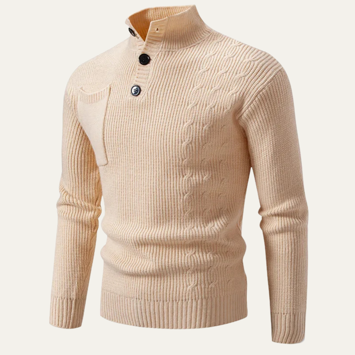 The Bloomsbury Men’s Button Neck Knitted Jumper with Pocket 2