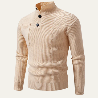 The Bloomsbury Men’s Button Neck Knitted Jumper with Pocket 2