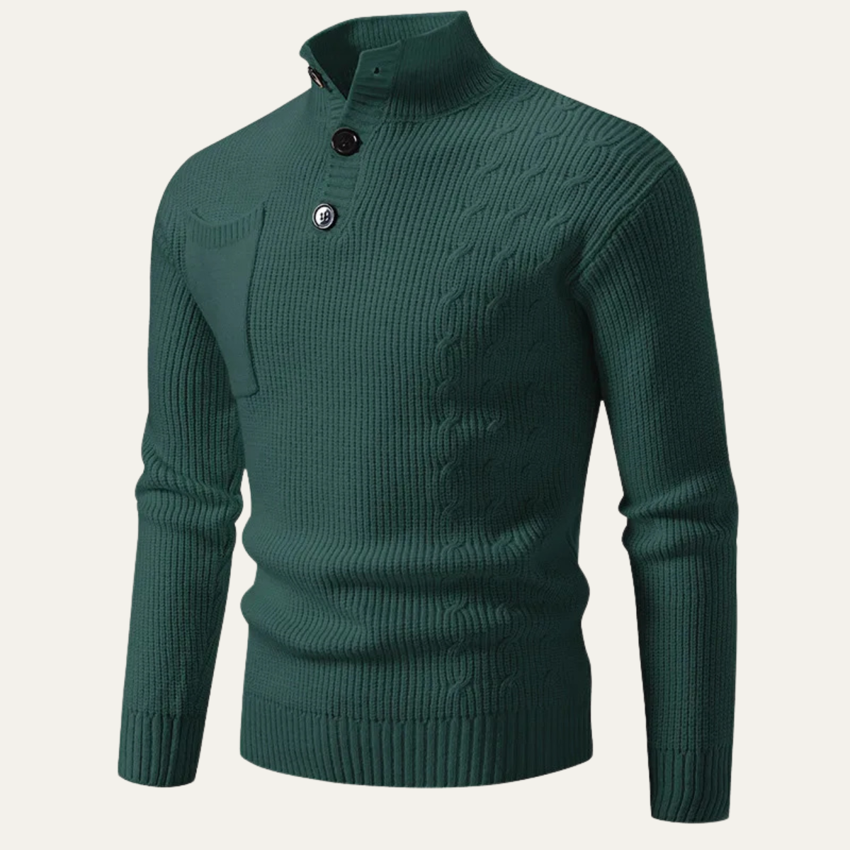 The Bloomsbury Men’s Button Neck Knitted Jumper with Pocket 3