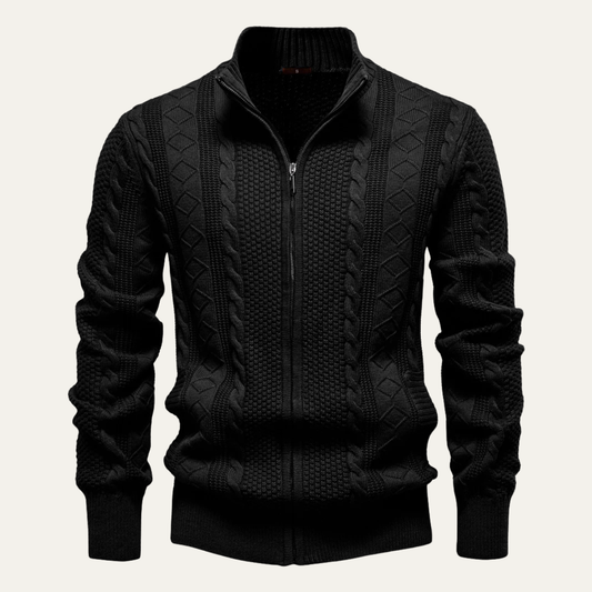 The Bolsena Men’s Slim Fit Cable Knit Zip Cardigan 0