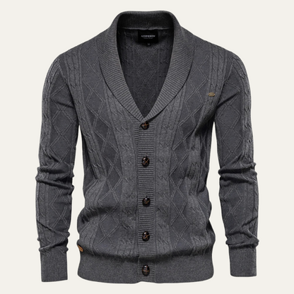 The Brecon Men's Cable Knit Button Front Cardigan 6