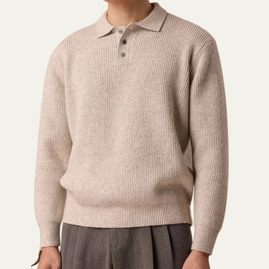 The Brecon Men’s Fall Winter Thick Knitted Polo Jumper 0