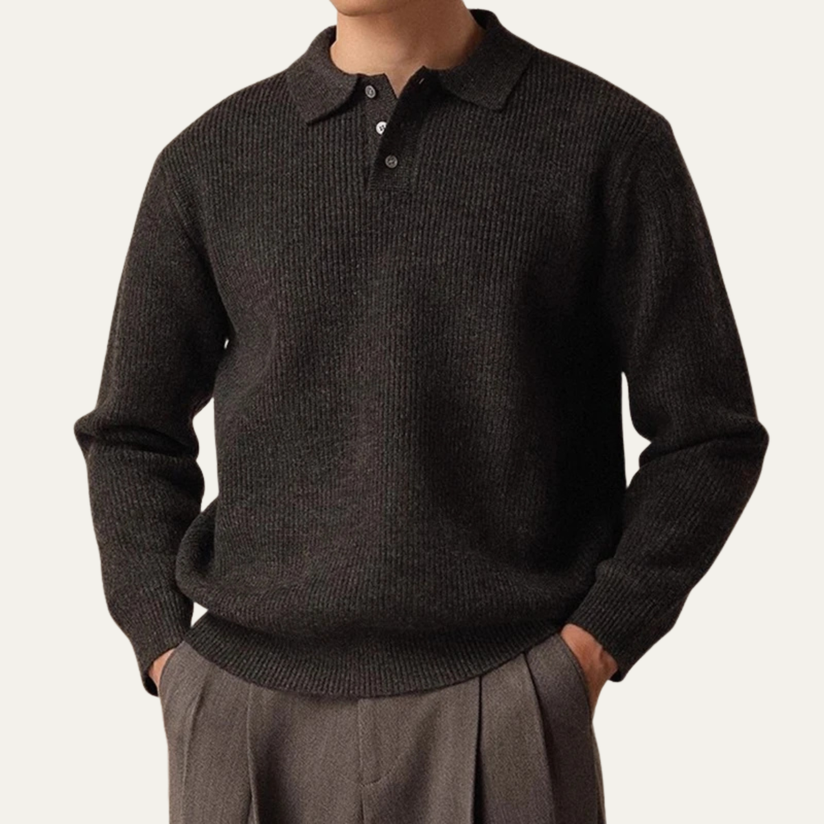 The Brecon Men’s Fall Winter Thick Knitted Polo Jumper 4