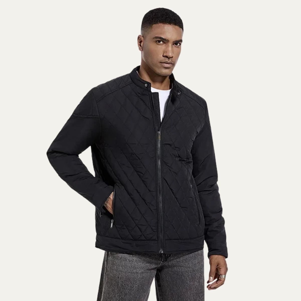 The Cabourg Men’s Lightweight Quilted Zip Up Jacket with Stand Collar 2