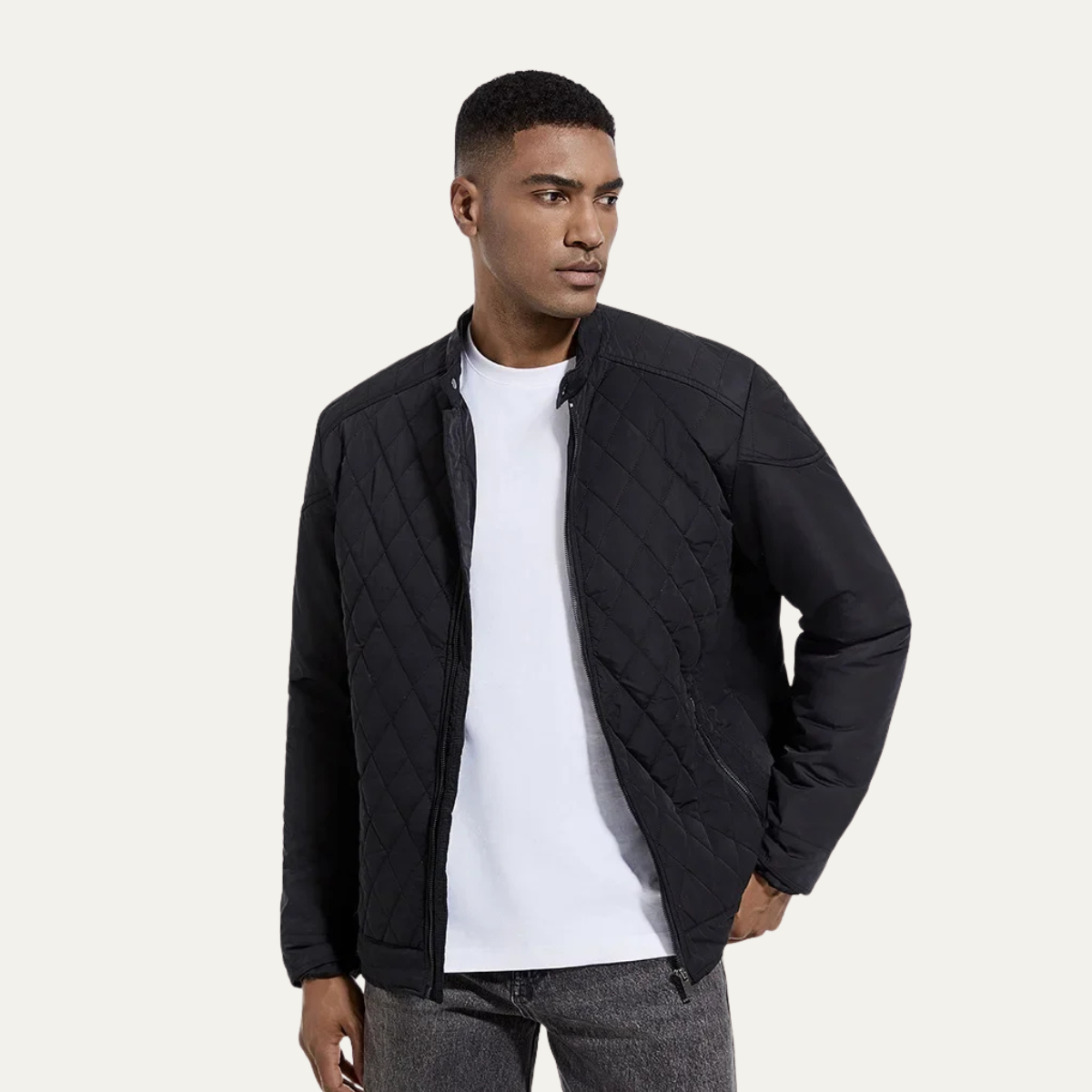 The Cabourg Men’s Lightweight Quilted Zip Up Jacket with Stand Collar 3