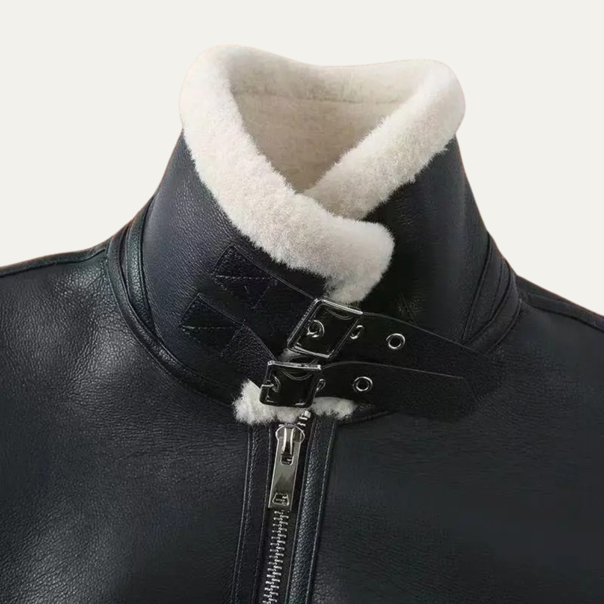 The Cala Luna Men’s Shearling Aviator Winter Jacket with Fleece Lining 3