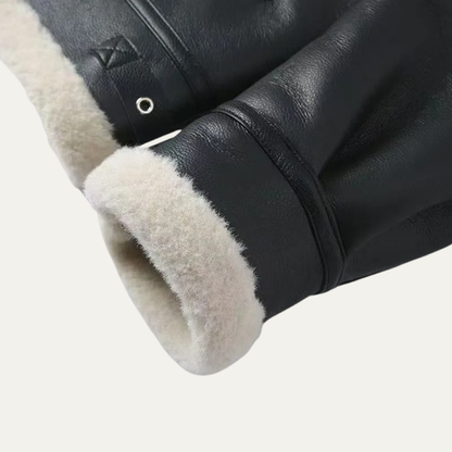 The Cala Luna Men’s Shearling Aviator Winter Jacket with Fleece Lining 4