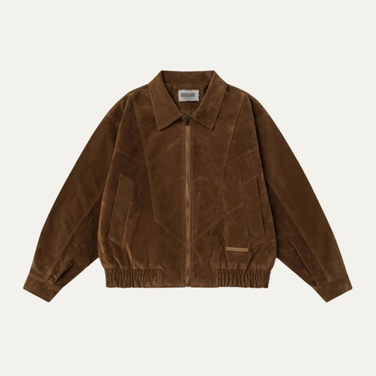 The Caldaro Men’s Retro Zip Up  Suede Bomber Jacket 0