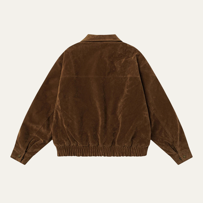 The Caldaro Men’s Retro Zip Up  Suede Bomber Jacket 1