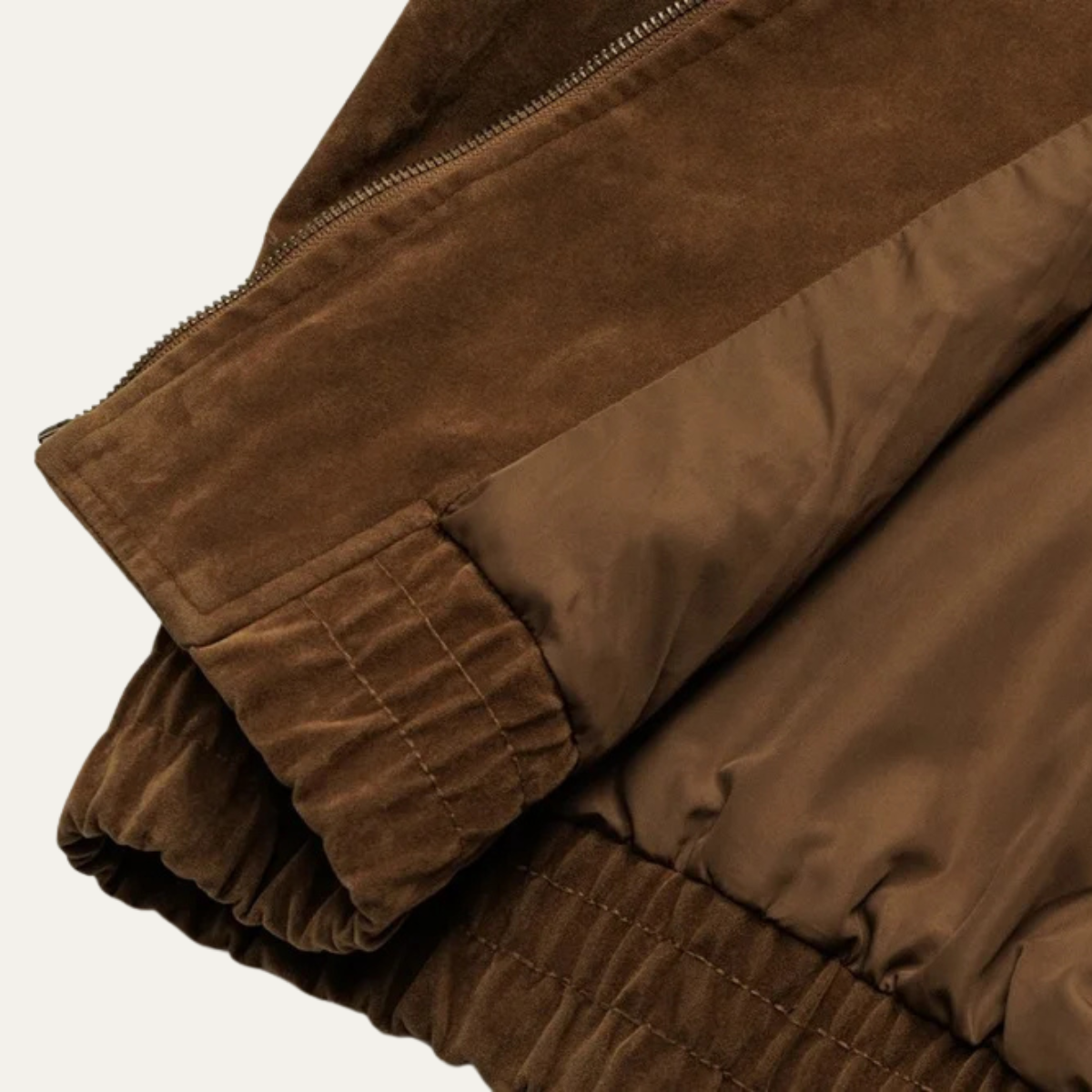 The Caldaro Men’s Retro Zip Up  Suede Bomber Jacket 6