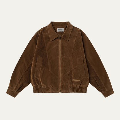 The Caldaro Men’s Retro Zip Up  Suede Bomber Jacket 7