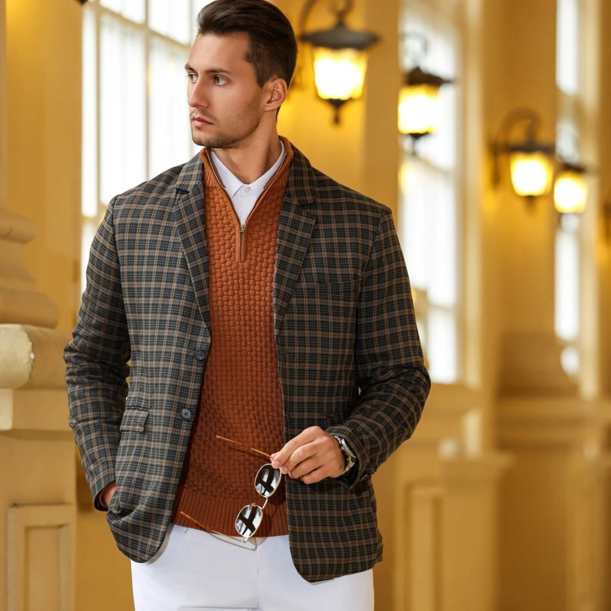 The Camogli Men’s Casual Half Zip Textured Knit Jumper 3