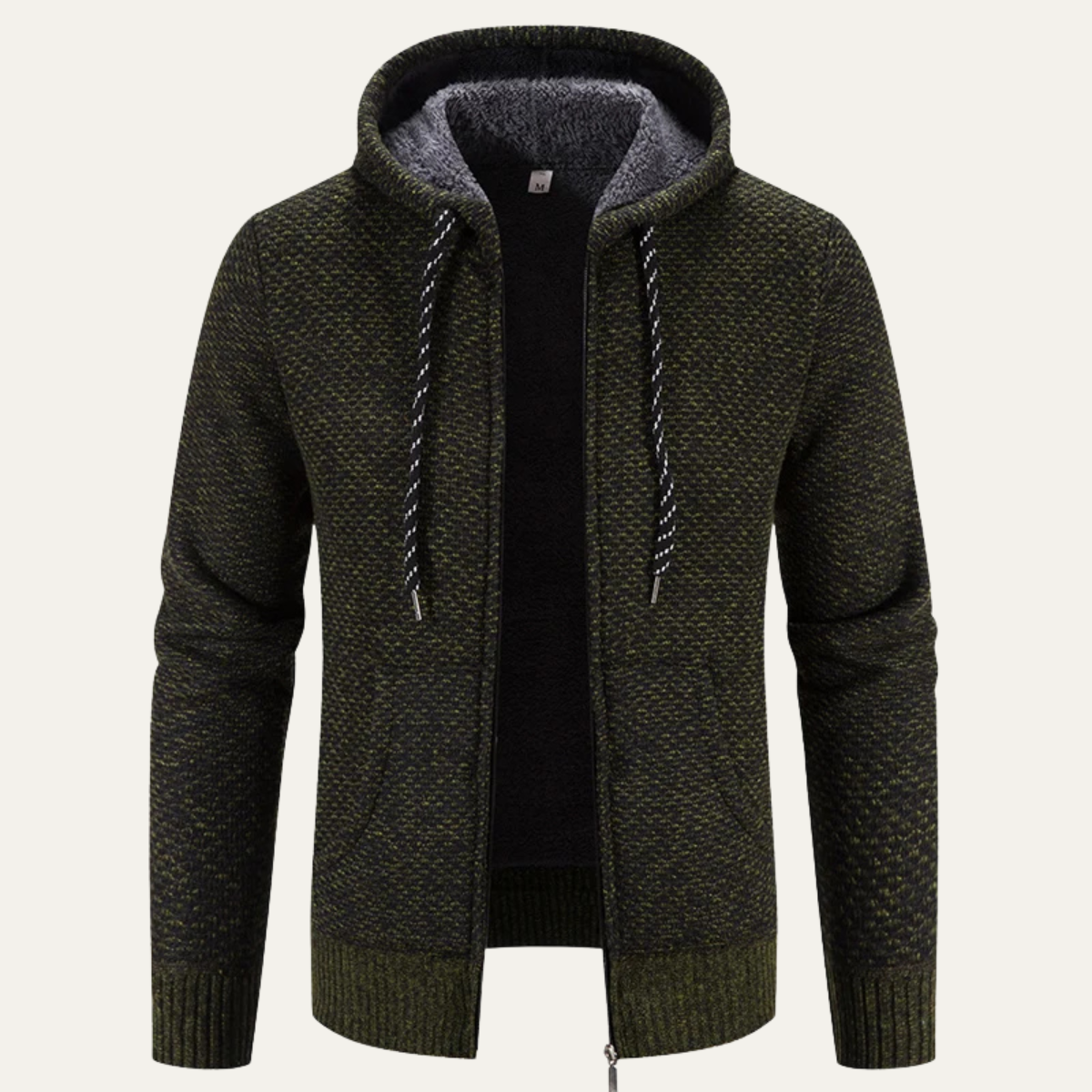 The Cannigione Men’s Casual Zip Up Knitted Winter Jacket with Hood 2