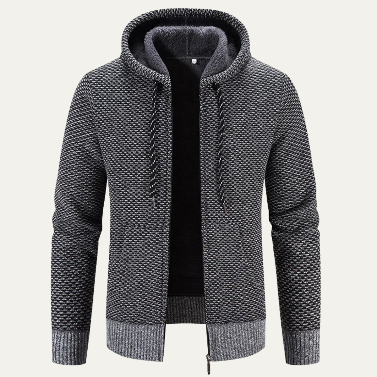 The Cannigione Men’s Casual Zip Up Knitted Winter Jacket with Hood 3