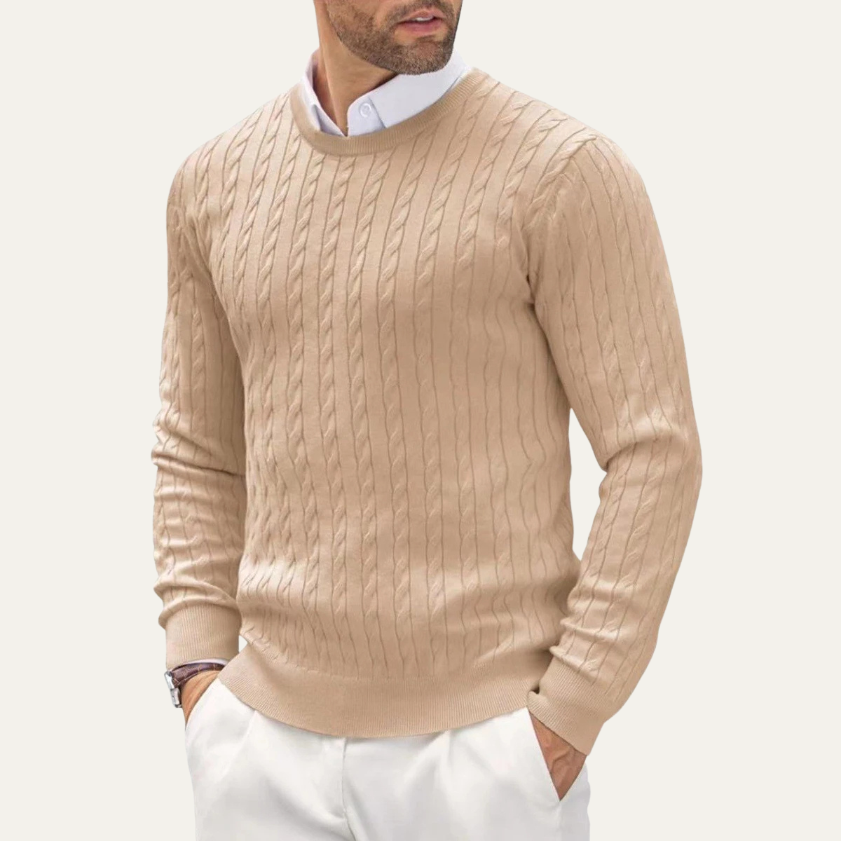 The Carcassonne Men’s Cable Knit Crew Neck Cotton Jumper 8