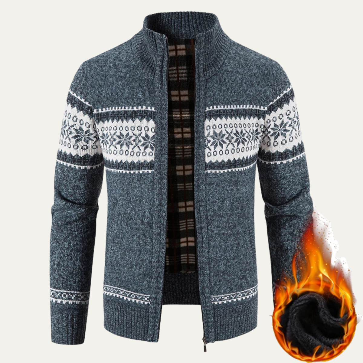The Castello Men’s Knitted Zip Up Cardigan with Cable Pattern 1