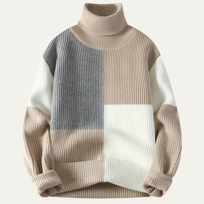 The Castelmola Men’s Knitted Colour Block Turtleneck Jumper 0