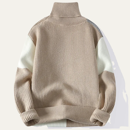 The Castelmola Men’s Knitted Colour Block Turtleneck Jumper 1