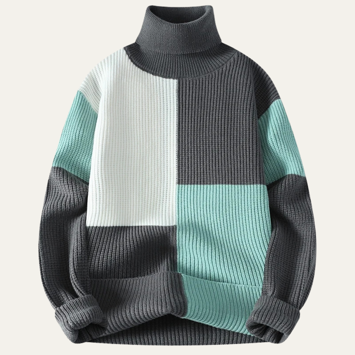 The Castelmola Men’s Knitted Colour Block Turtleneck Jumper 4