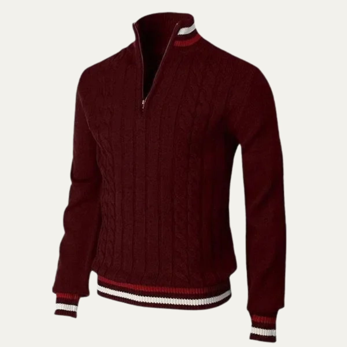The Castelrotto Men’s Warm Half Zip Knit Jumper with Stripe Trim 4
