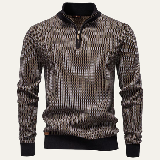 The Champoluc Men’s Half Zip Knitted Jumper with Stand Collar 0