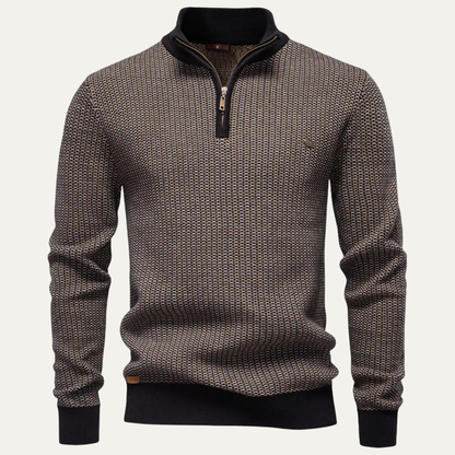 The Champoluc Men’s Half Zip Knitted Jumper with Stand Collar 0