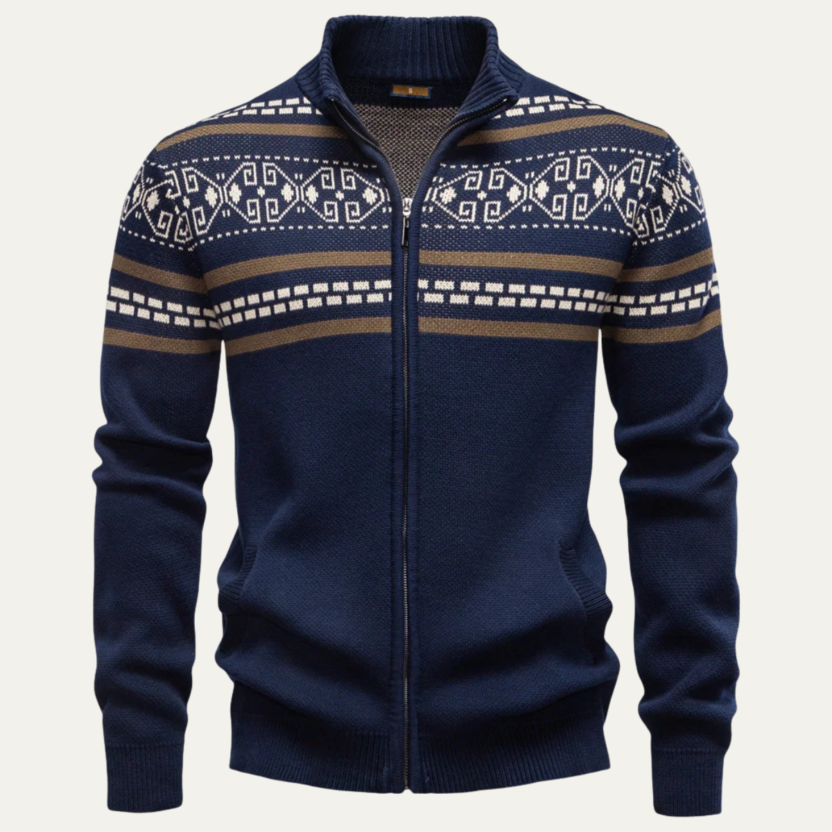 The Chepstow Men's Patterned Knit Zip Up Winter Cardigan 0